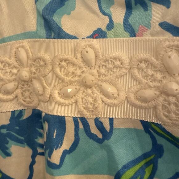 Lilly Pulitzer NWT Dress Sz 2 Serena Blue Tossing the Line Striped Floral Beaded - Picture 4 of 14